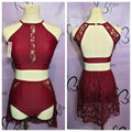 Custom Burgundy Lace Lyrical Costume Base Size AS