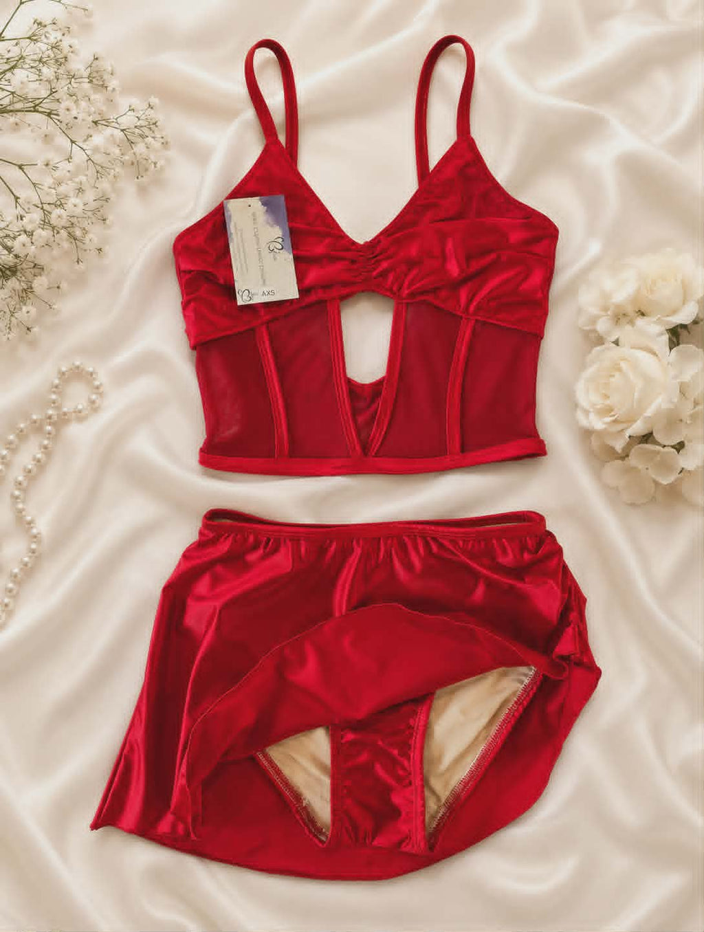 Crimson Satin Corset Costume Base - AXS