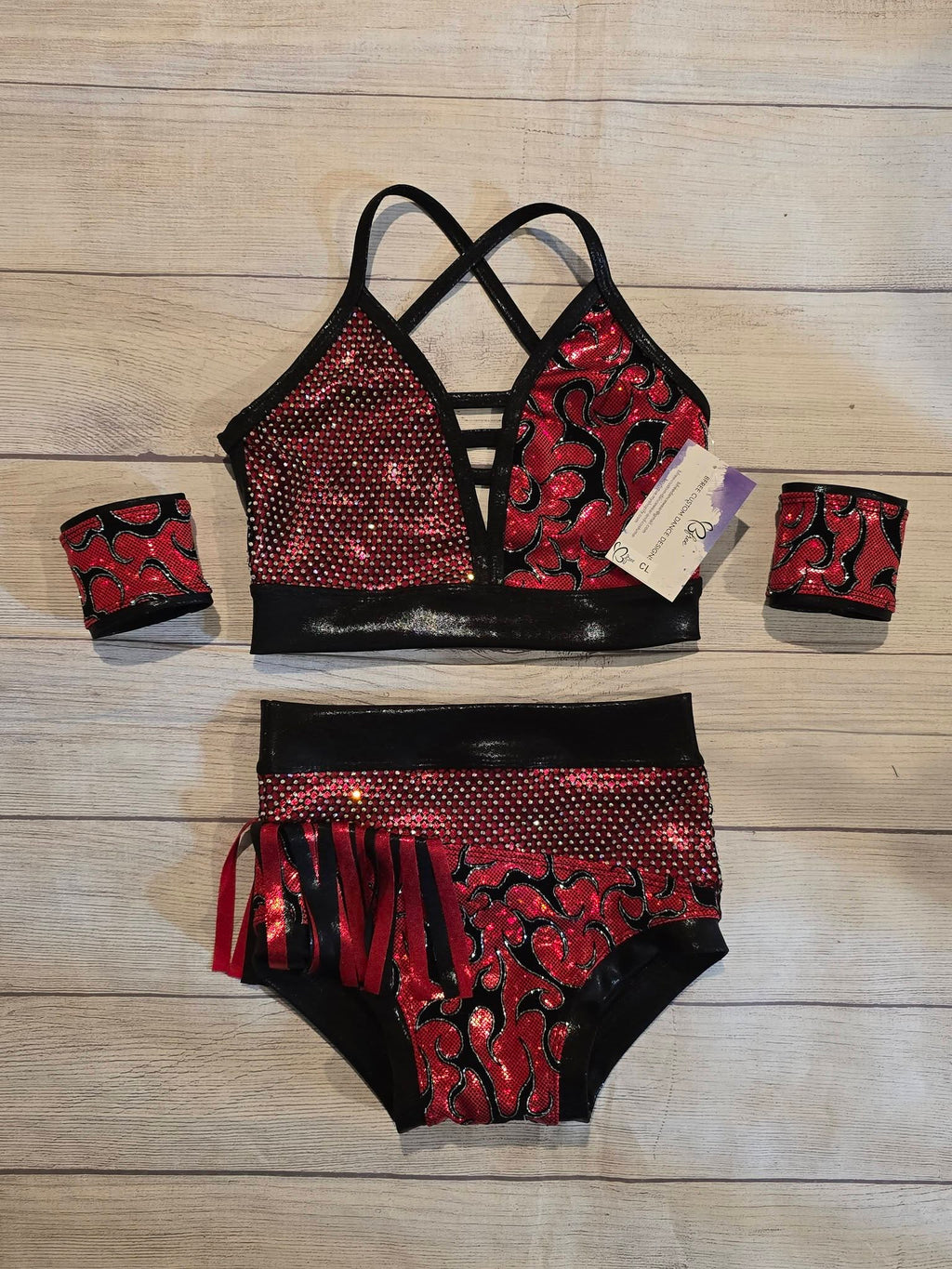 Flame Fringe & Rhinestone Jazz Costume (CL)