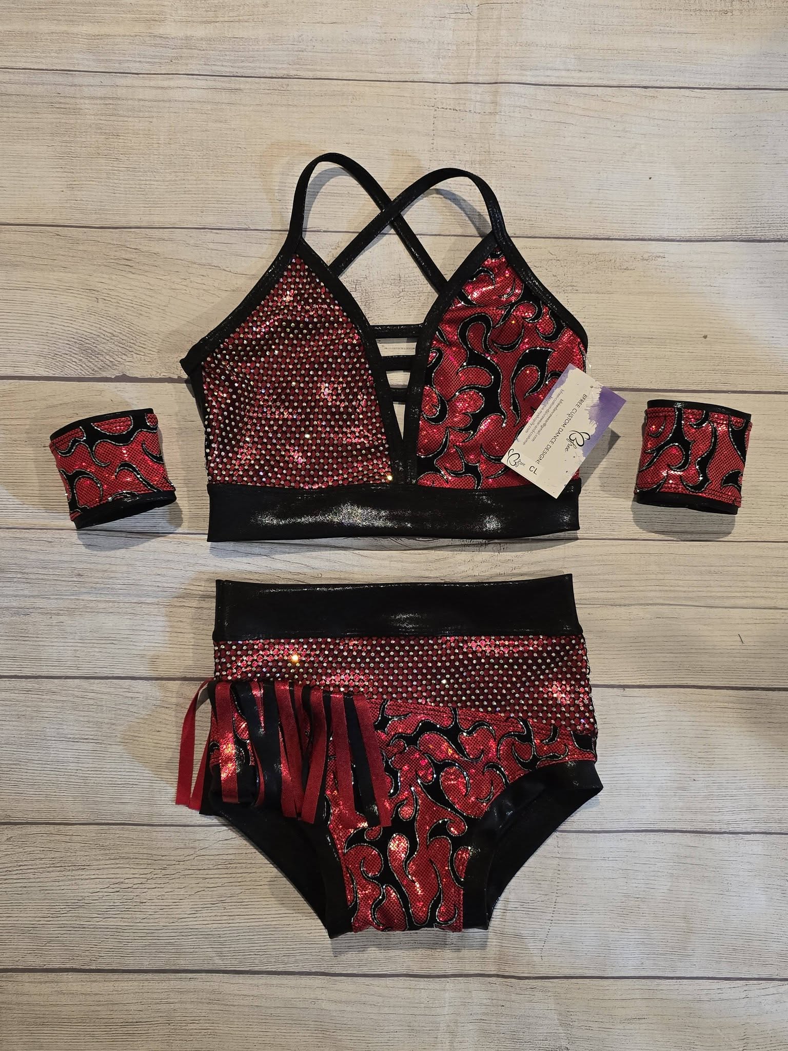 Flame Fringe & Rhinestone Jazz Costume (CL)