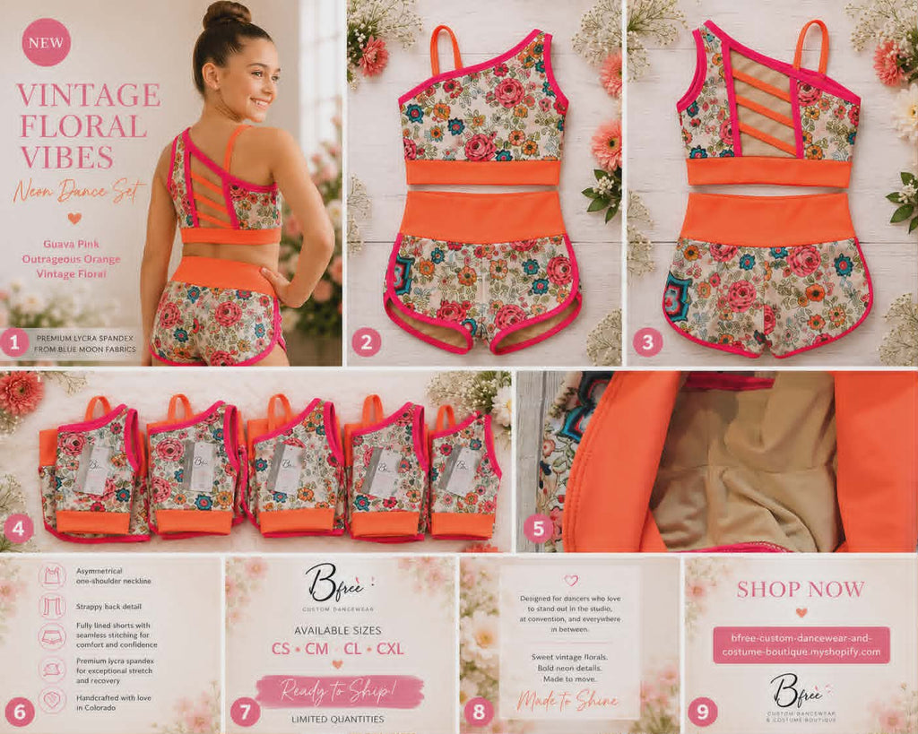 Vintage Floral Vibes Neon Dance Set