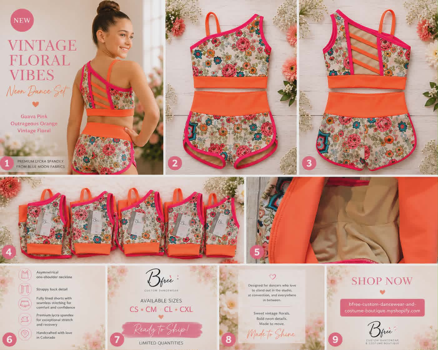Vintage Floral Vibes Neon Dance Set