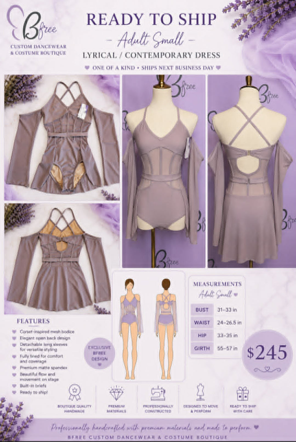 Ready to Ship Adult Small Lyrical Dress in Plush