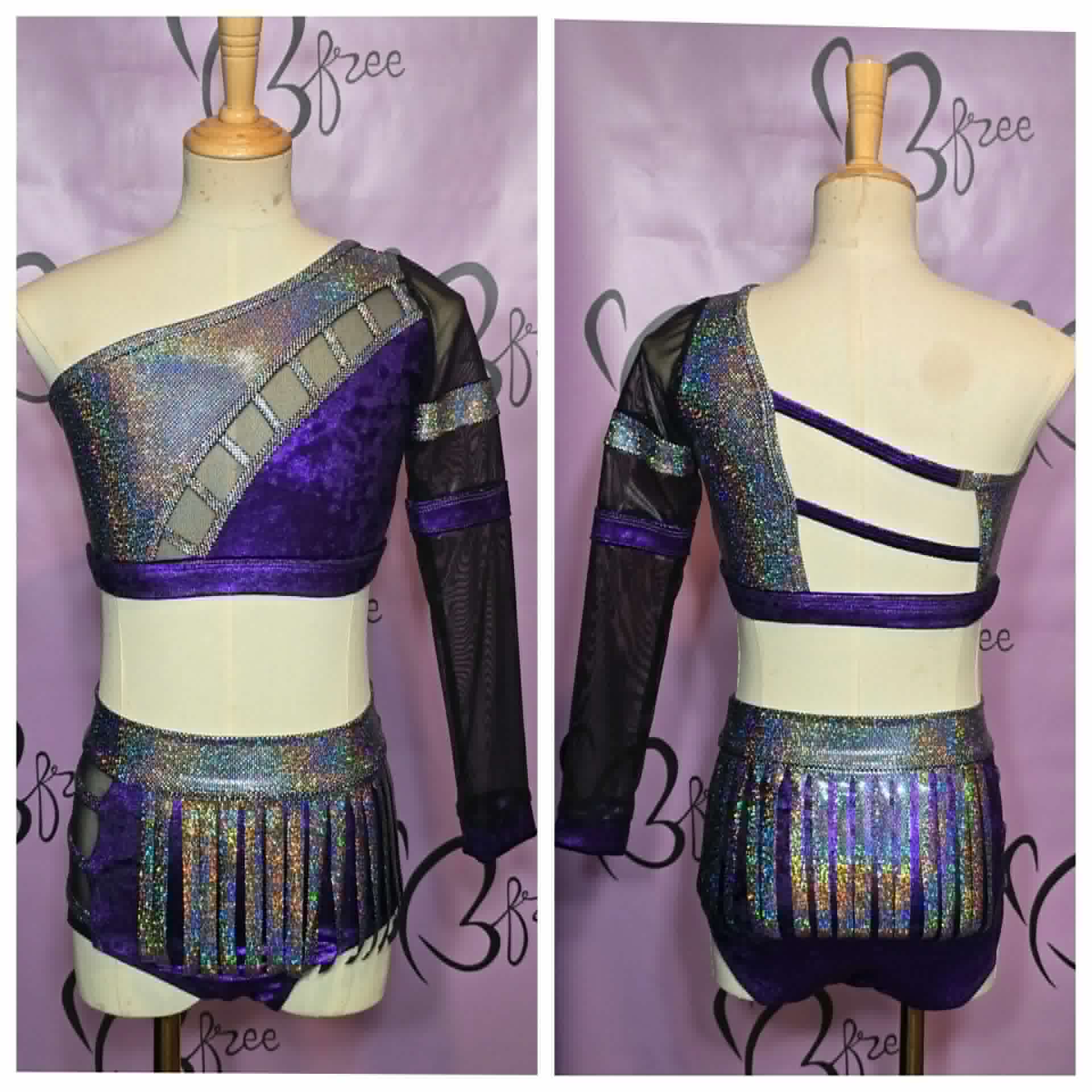 Custom Purple and Holographic Silver Jazz Costume Size Child XL