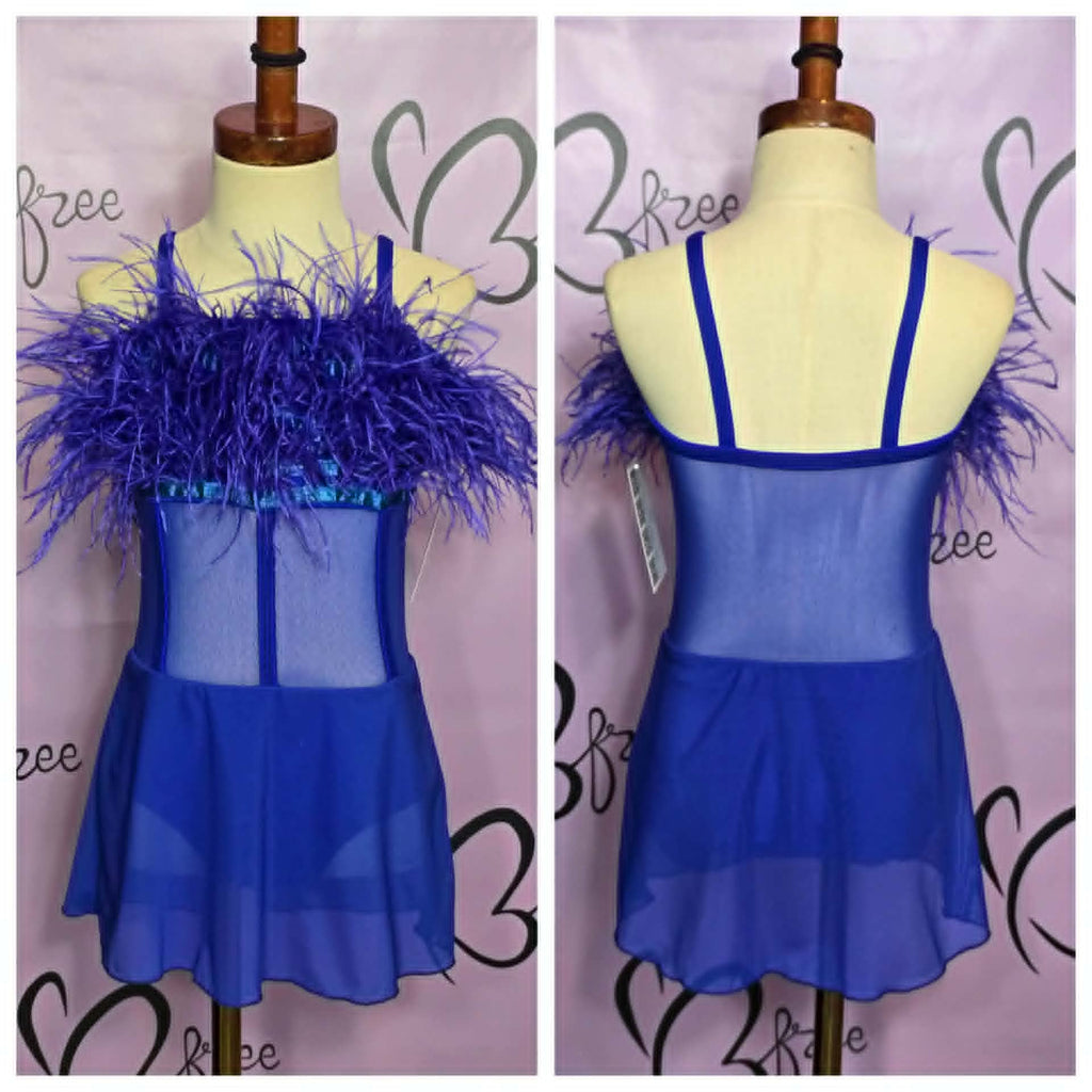 Royal Blue Feather Jazz Musical Theater Costume Size CM