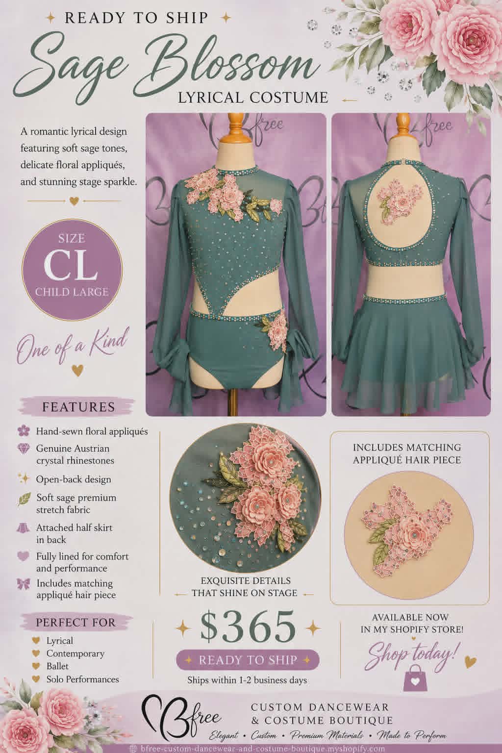 Custom Garden Paradise Lyrical Costume Size CL