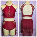 Custom Burgundy Lace Lyrical Dance Costume Base Size AM