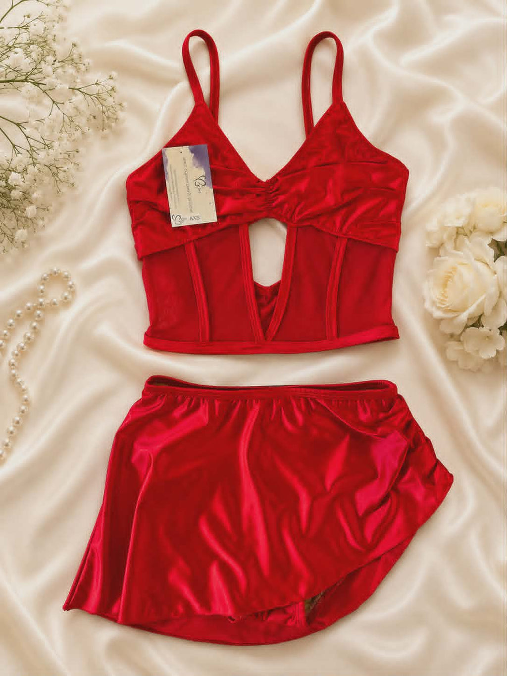 Crimson Satin Corset Costume Base - AXS