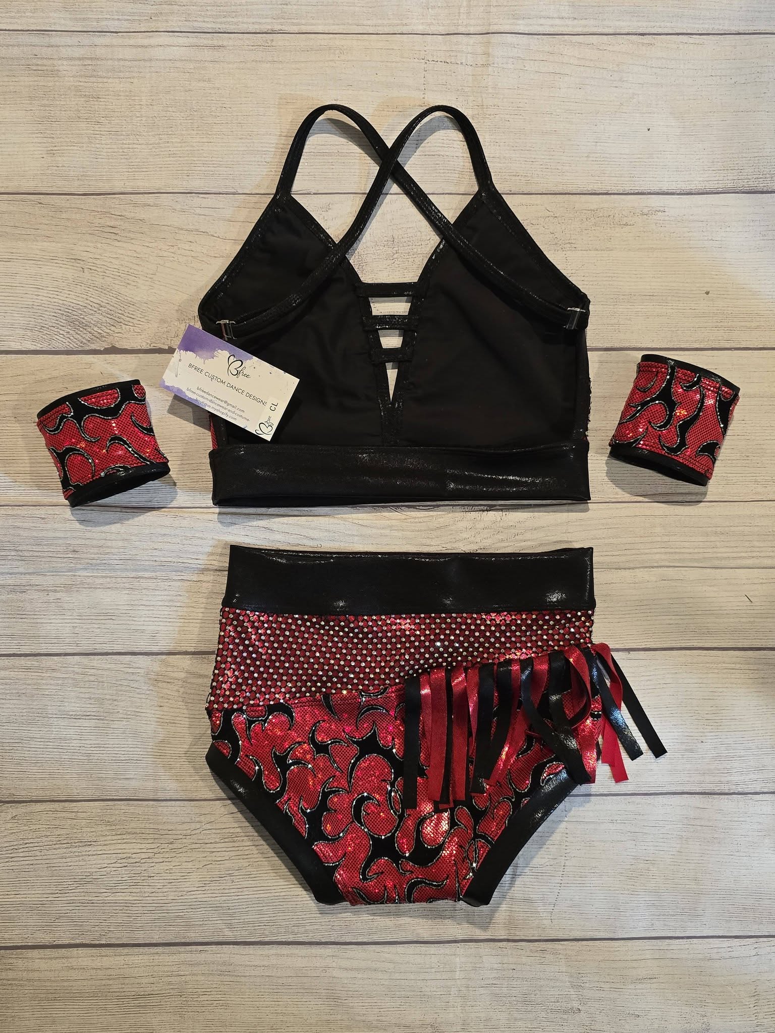 Flame Fringe & Rhinestone Jazz Costume (CL)