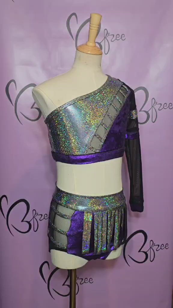 Custom Purple and Holographic Silver Jazz Costume Size Child XL