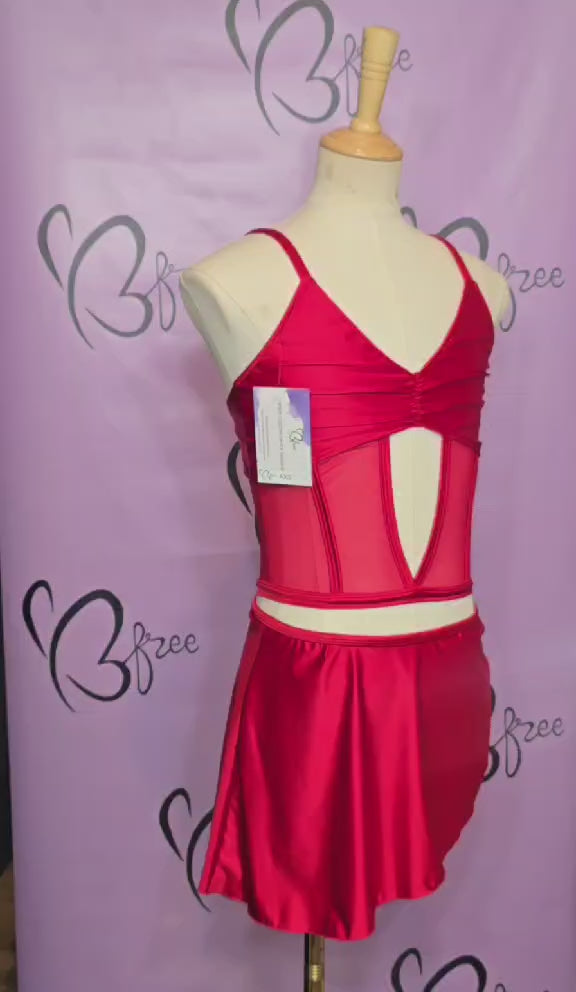Crimson Satin Corset Costume Base - AXS