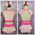 Custom White & Pink Polka Dot Dance Set Size CS